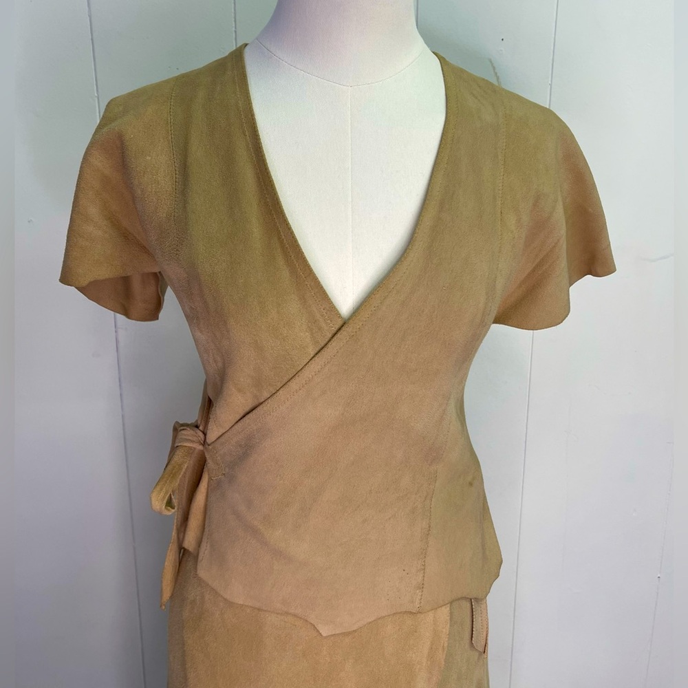 Vintage 1970’s SKIN CLOTHES Suede Wrap Set Rolling Stones Style Rock and Roll
